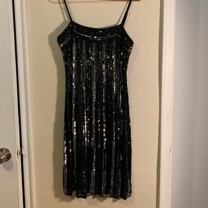 Stenay black & silver sequined flapper dress